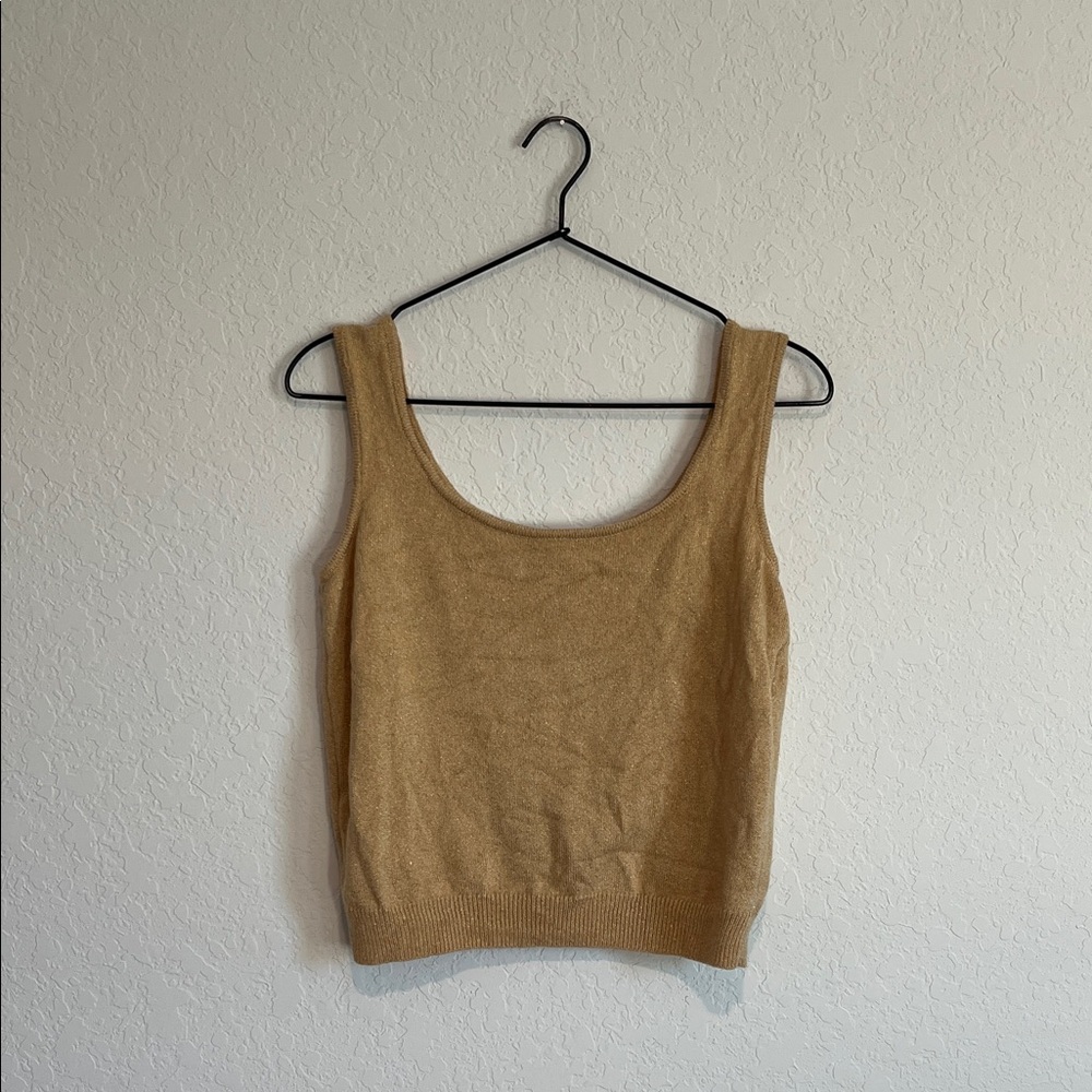 St John Gold Metallic Knit Tank Top